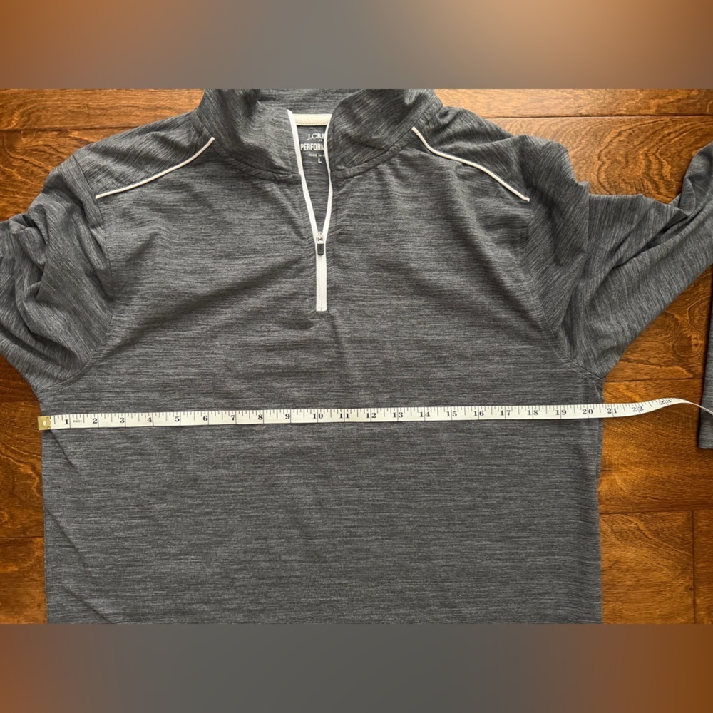 J Crew Performance Pullover Mens L Heather Gray 1/4 Zip Stretch Long Sleeve - Picture 3 of 6